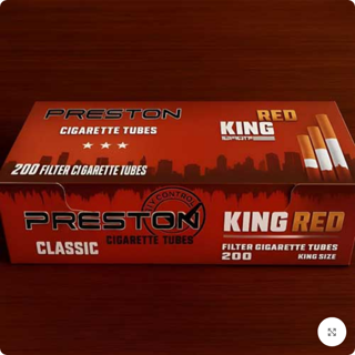 پوکه سیگار قرمز 15میل پریستون بسته 200 عددی